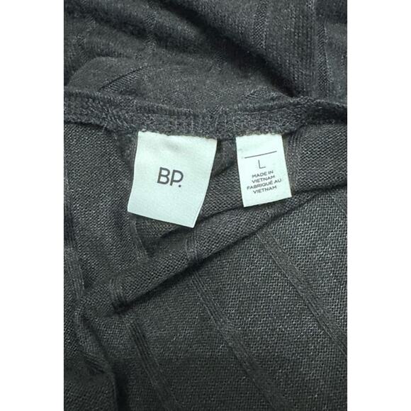 BP Lounge Robe Adjustable Self-Tie Belt Long Sleeves Ribbed Fabric Black L NWT - Picture 8 of 9